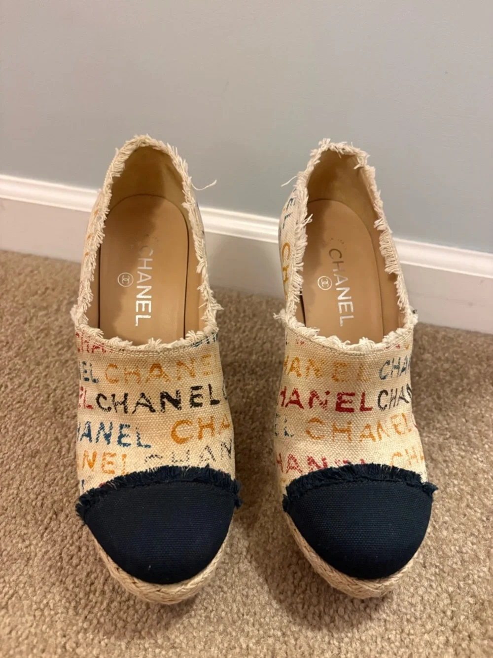 CHANEL Multicolor Graffiti Logo Espadrille with Cap Toe - Picture 2 of 12